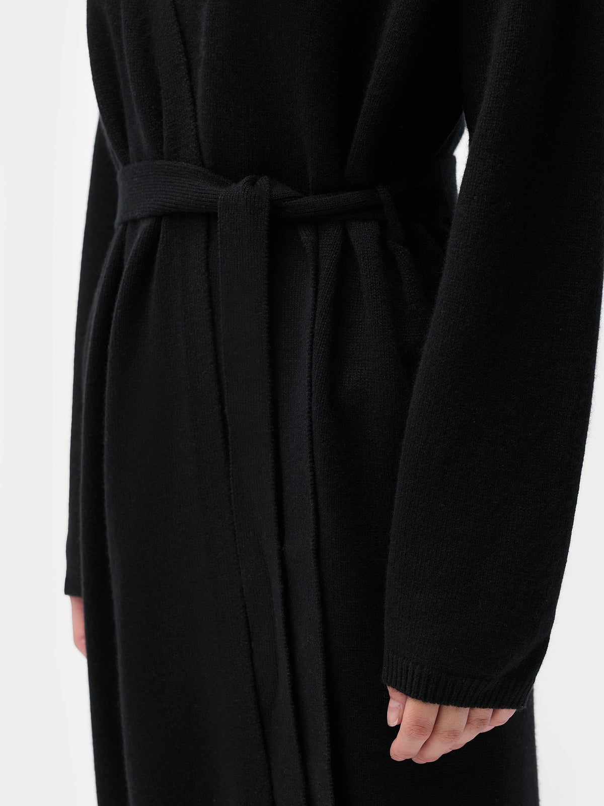 Long Maternity Cashmere Robe — Black