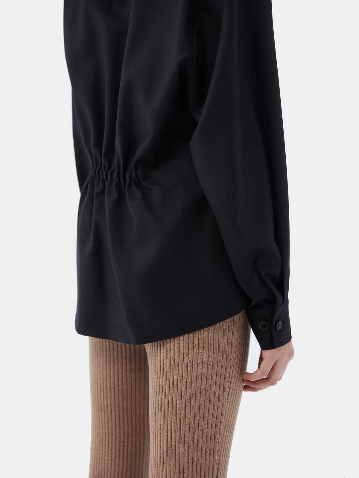 Cashmere Wrap Shirt — Black