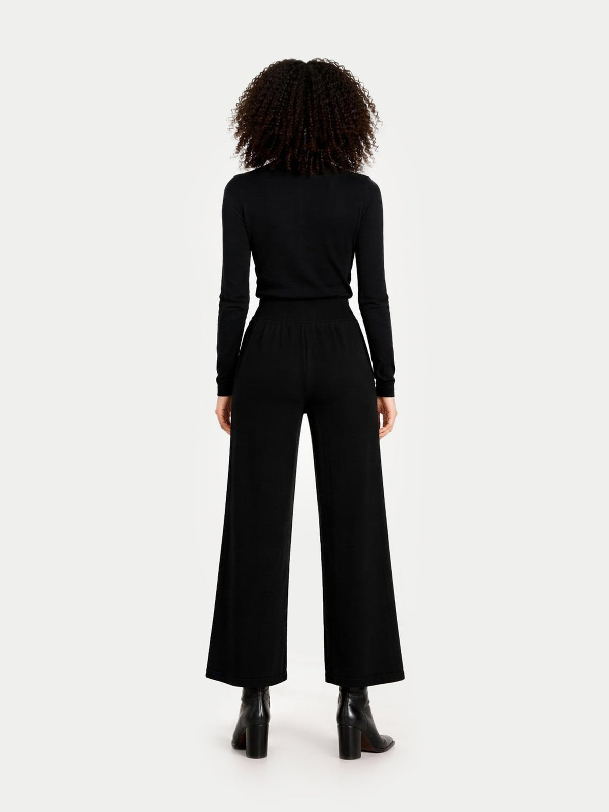 Wide-leg Cashmere Pants — Black