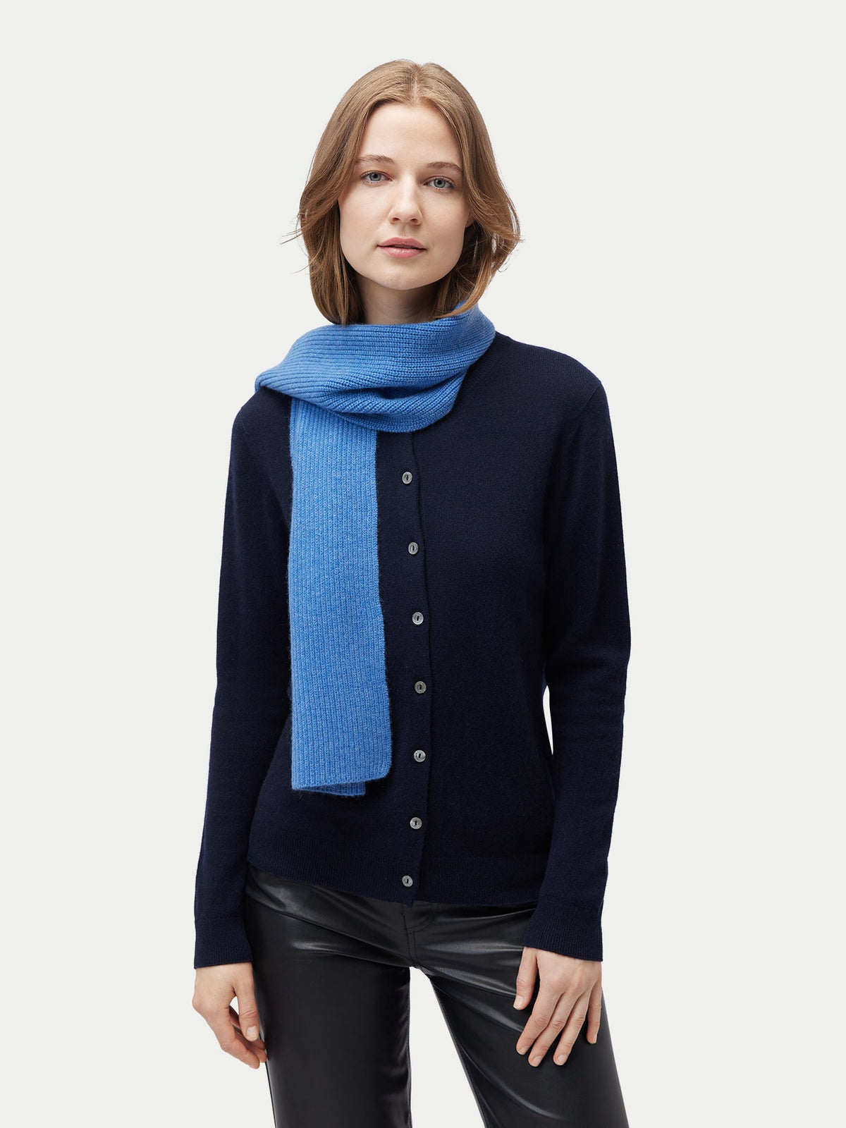 Fisherman Knit Scarf — Blue