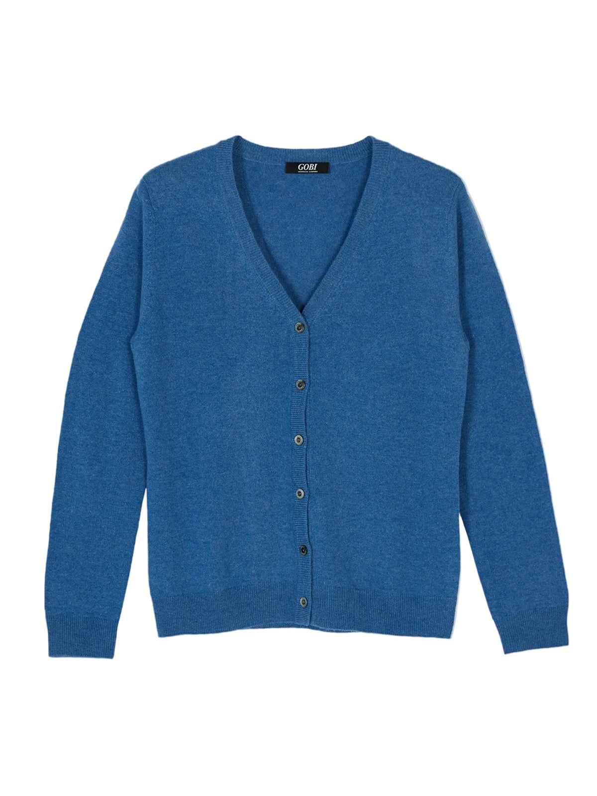 Essential Cashmere V-neck Cardigan — Blue