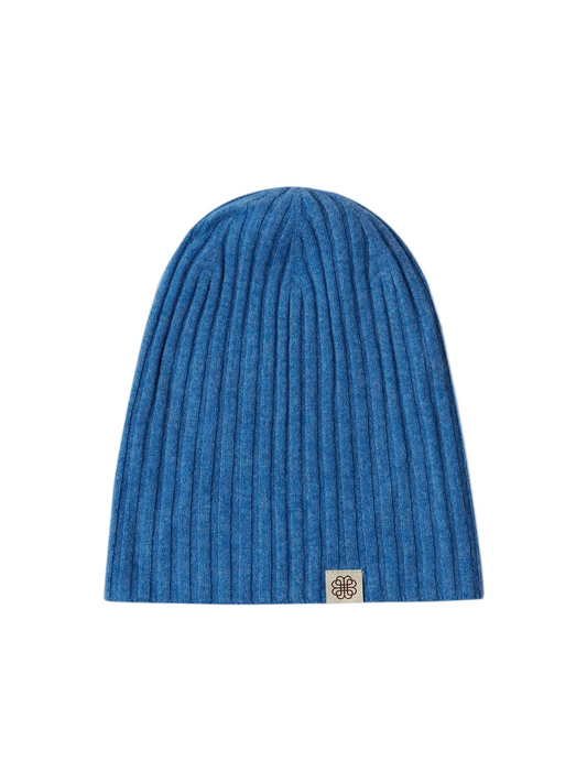 Cashmere Rib Knit Hat — Blue