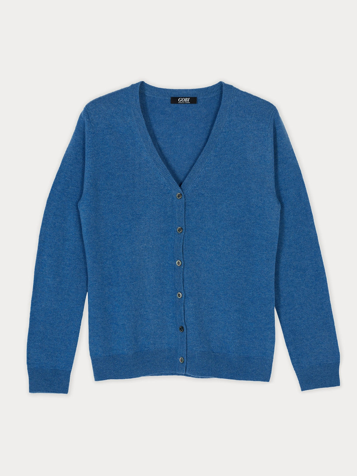 Essential Cashmere V-neck Cardigan — Blue