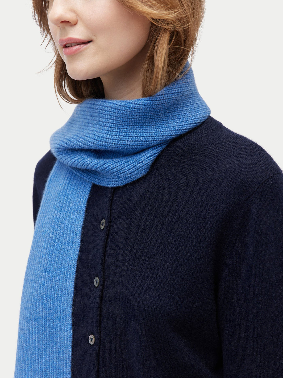 Fisherman Knit Scarf — Blue