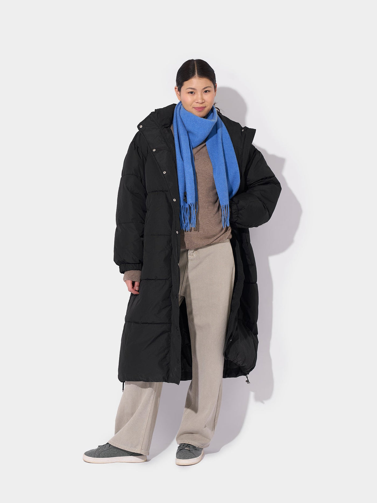 Cashmere Fringed Scarf — Blue