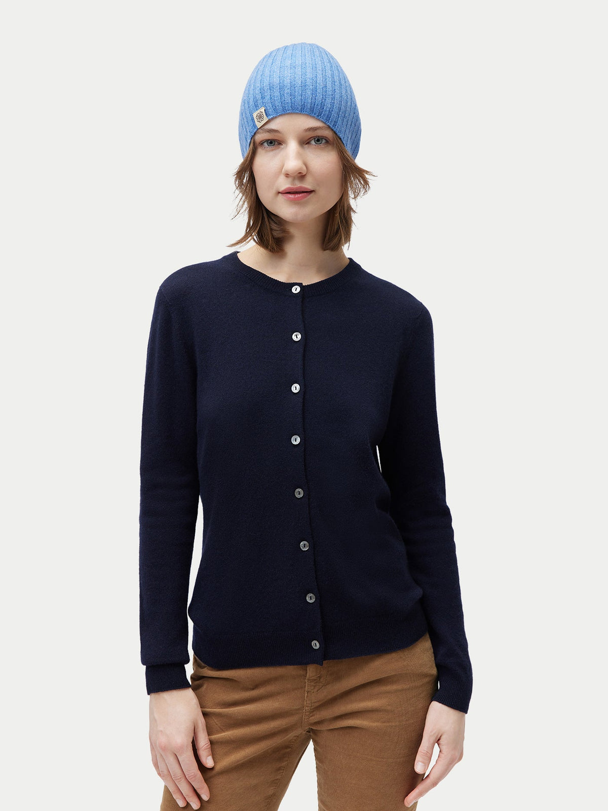 Cashmere Rib Knit Hat — Blue
