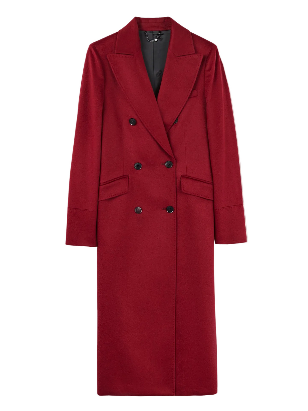 Cashmere Peak Lapel Long Coat — Bordeaux