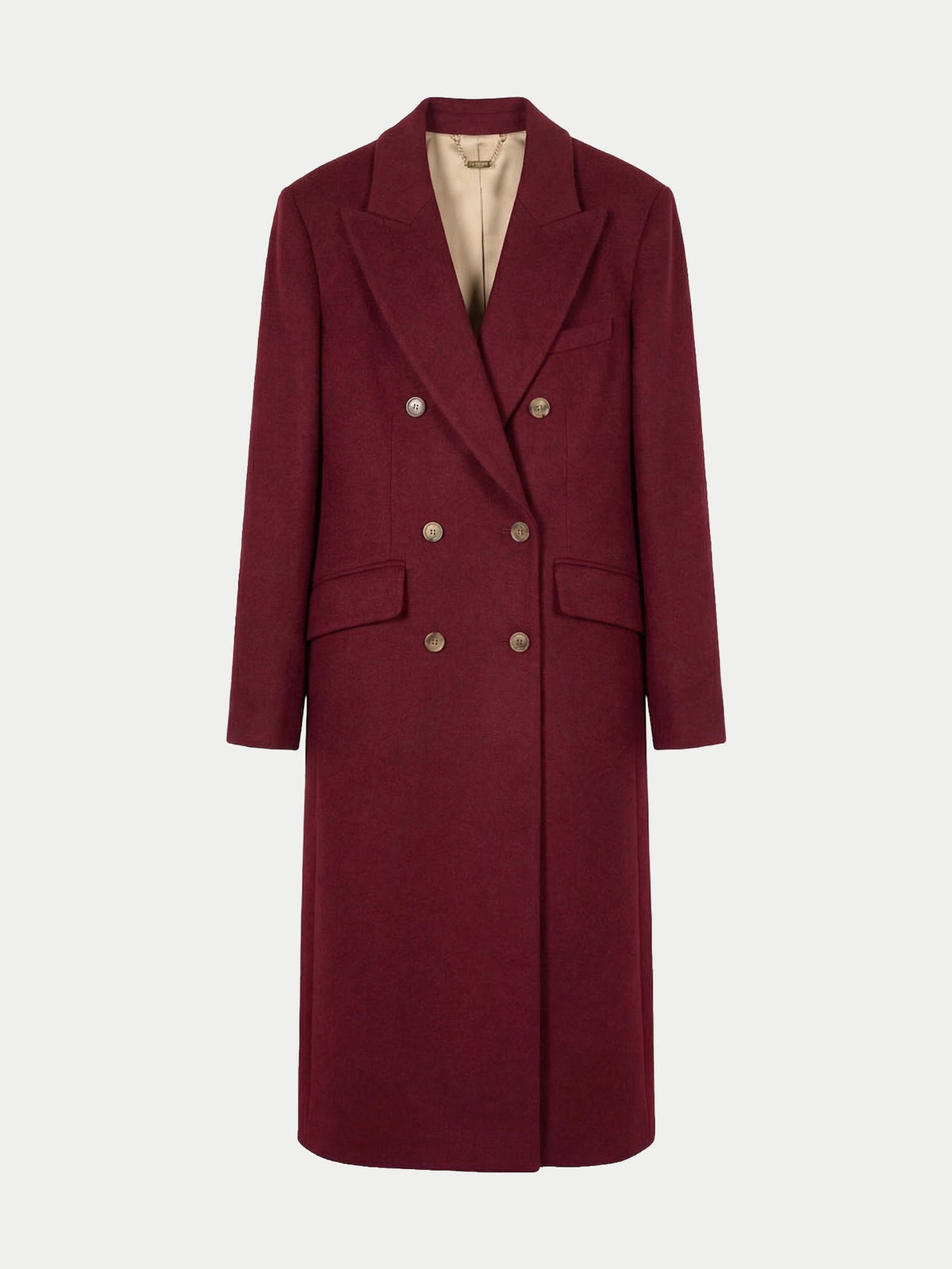 Double-breasted Long Coat — Bordeaux