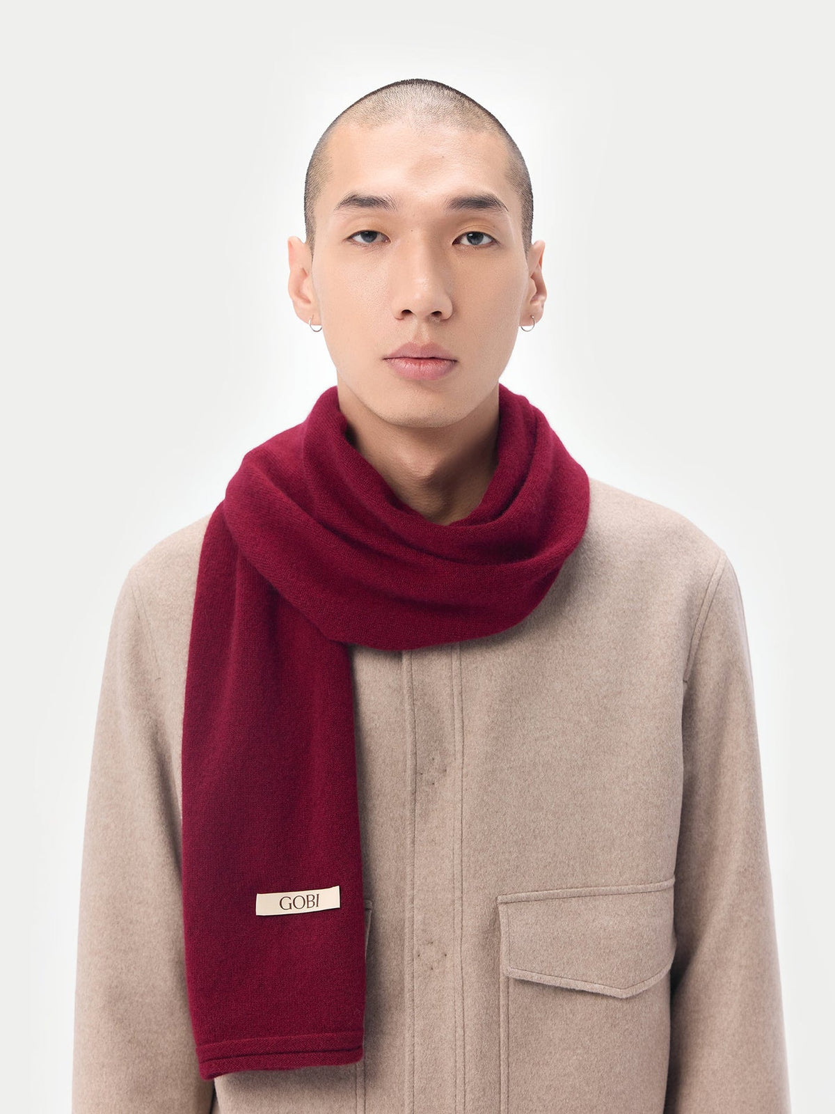Cashmere Jersey Knit Scarf — Bordeaux