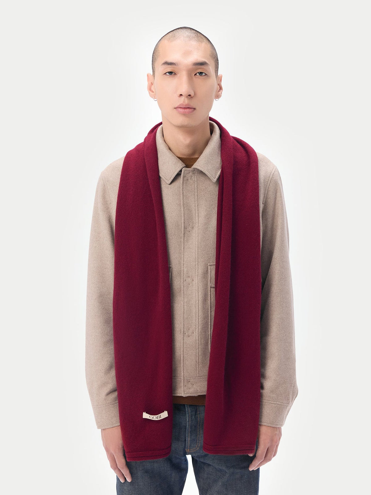 Cashmere Jersey Knit Scarf — Bordeaux