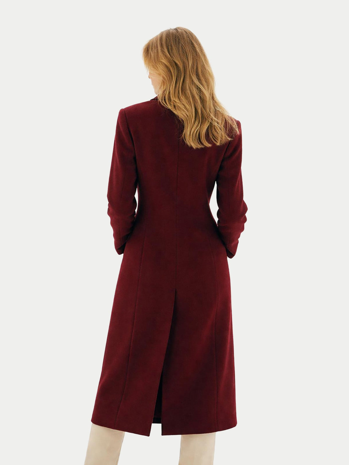 Double-breasted Long Coat — Bordeaux