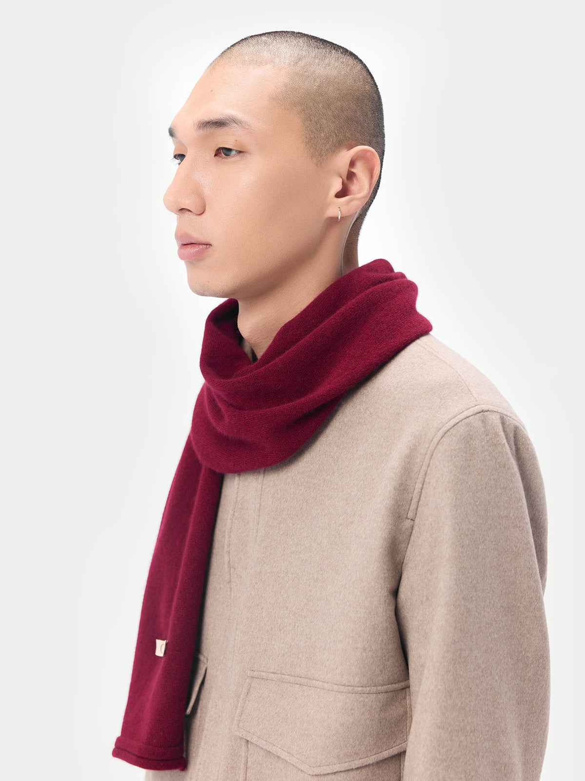 Cashmere Jersey Knit Scarf — Bordeaux
