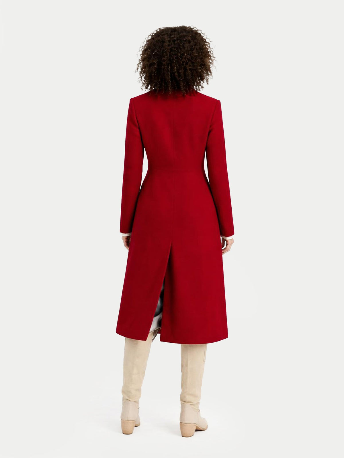 Cashmere Peak Lapel Long Coat — Bordeaux