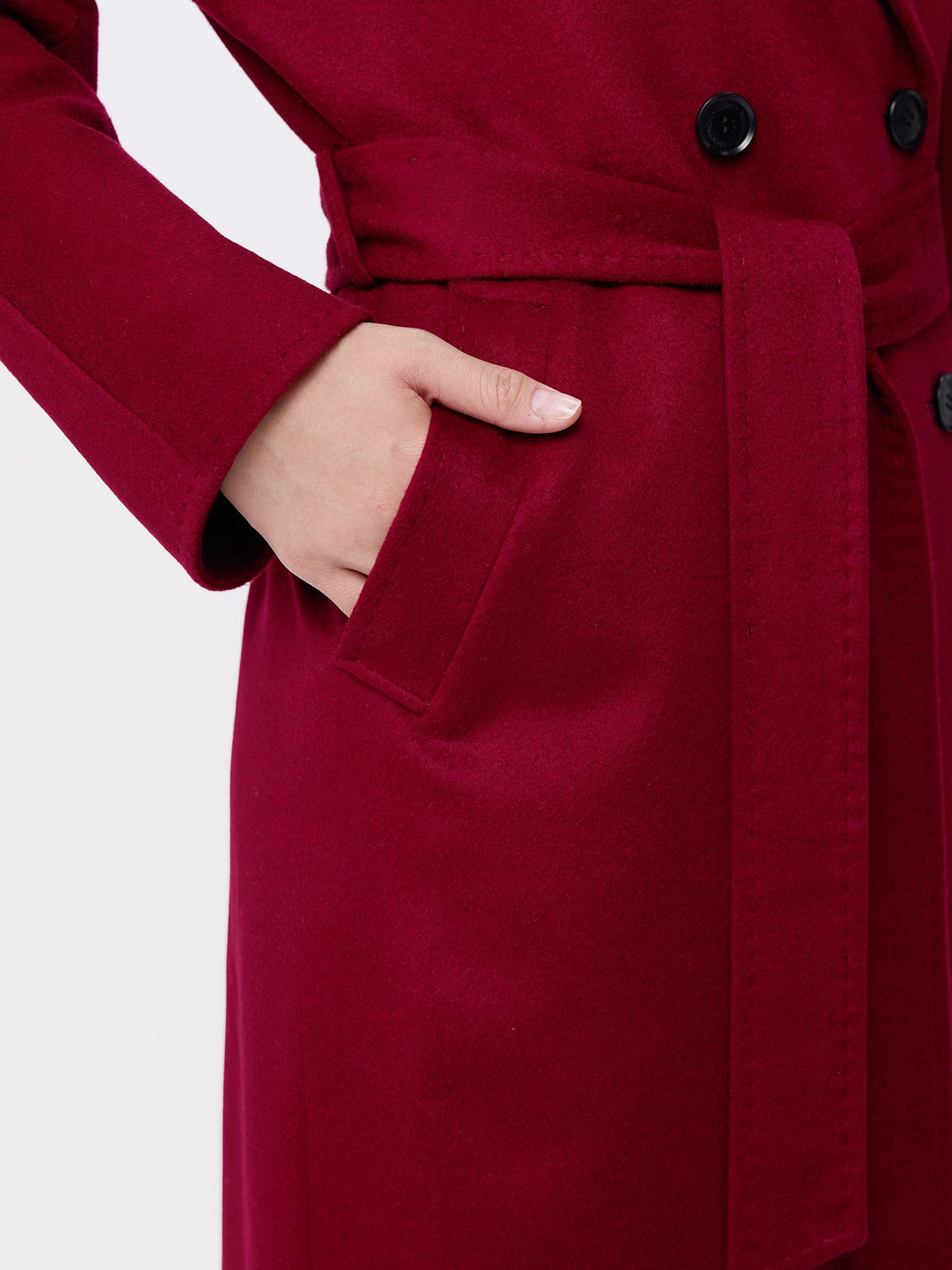 Women's Double-breasted Cashmere Coat — Bordeaux