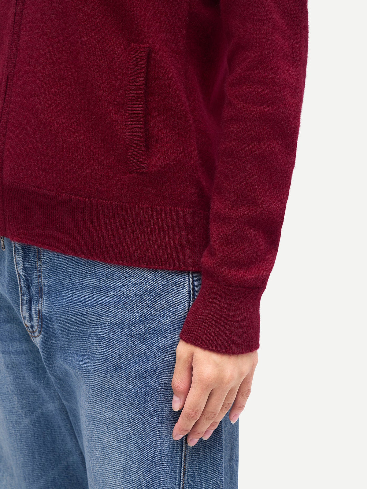 Timeless Cashmere Full-zip Cardigan — Bordeaux