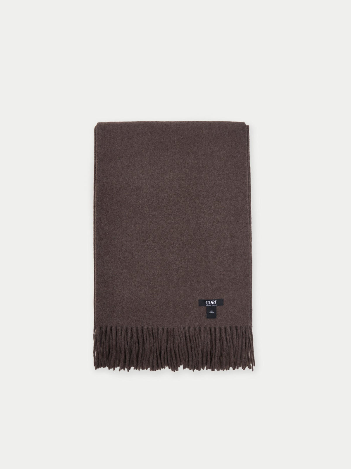 Cashmere Fringed Scarf — Brown