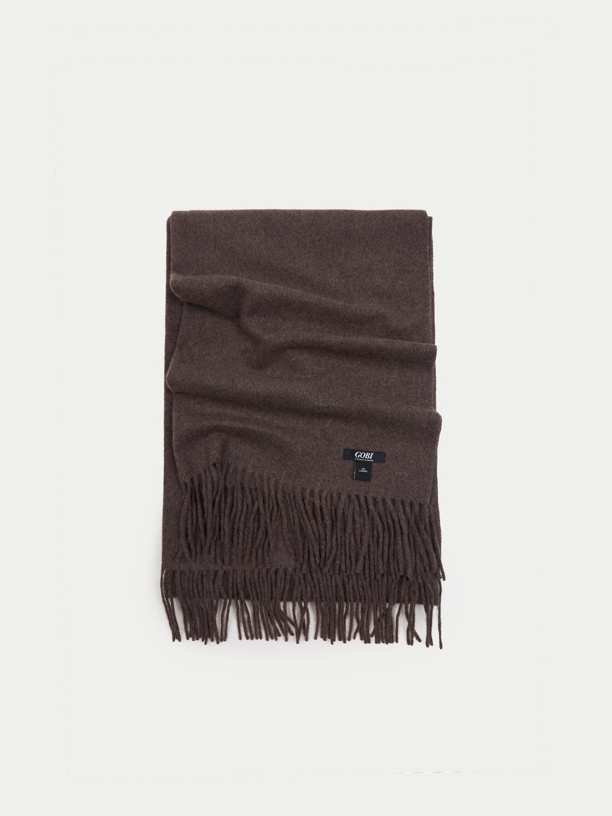 Cashmere Fringed Scarf — Brown