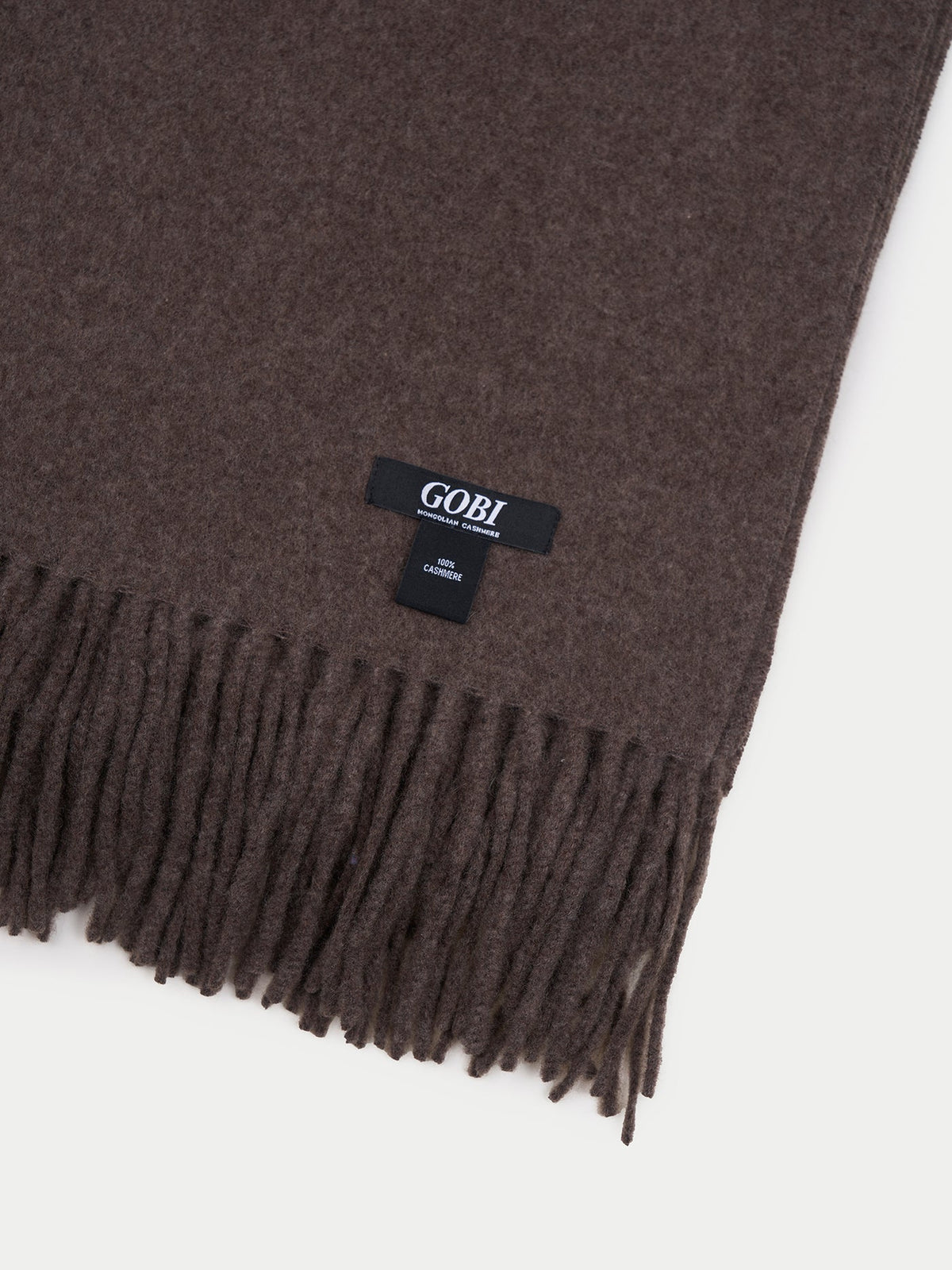 Cashmere Fringed Scarf — Brown