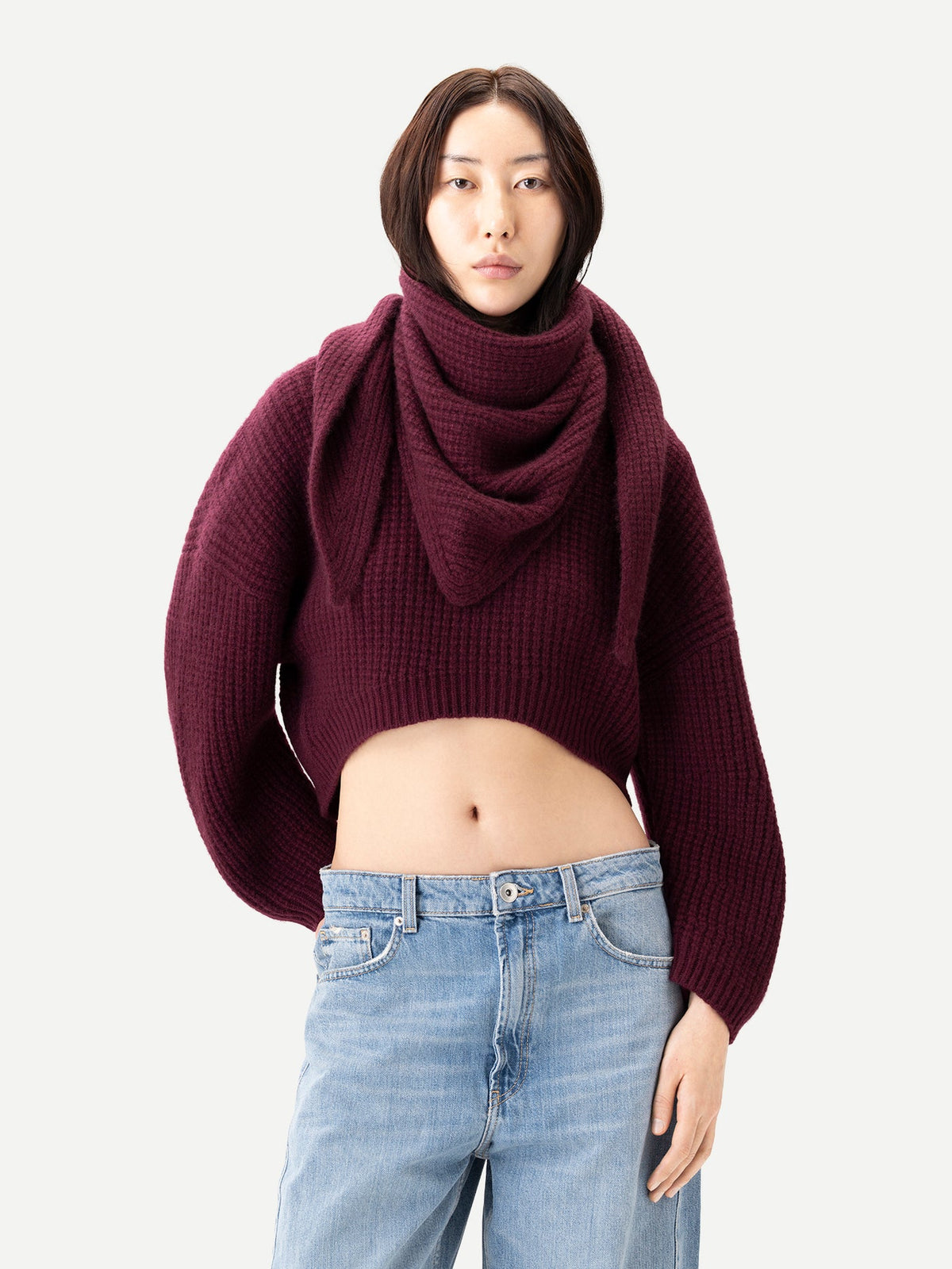 Cashmere Cape Scarf — Burgundy Red