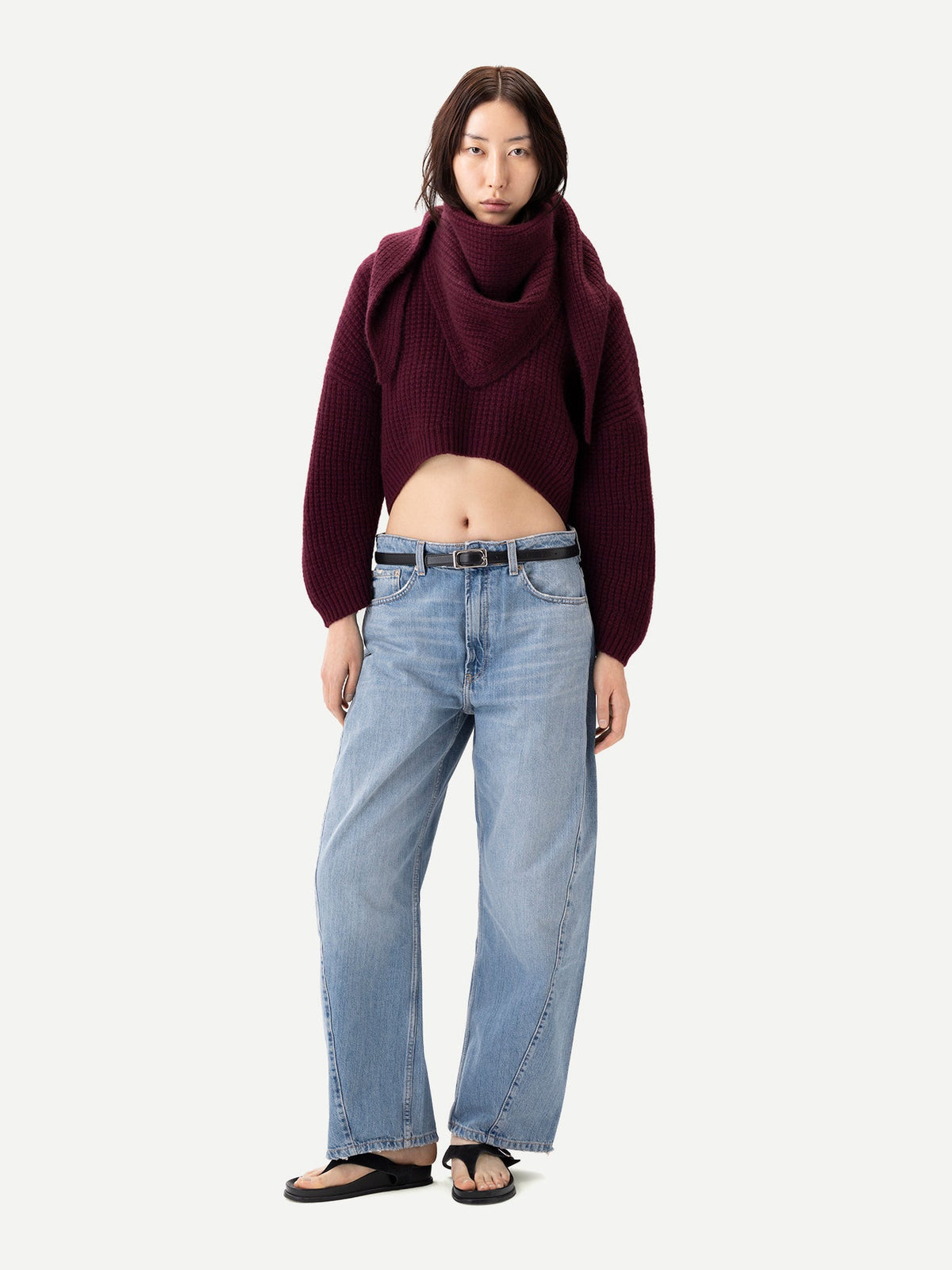 Cashmere Cape Scarf — Burgundy Red