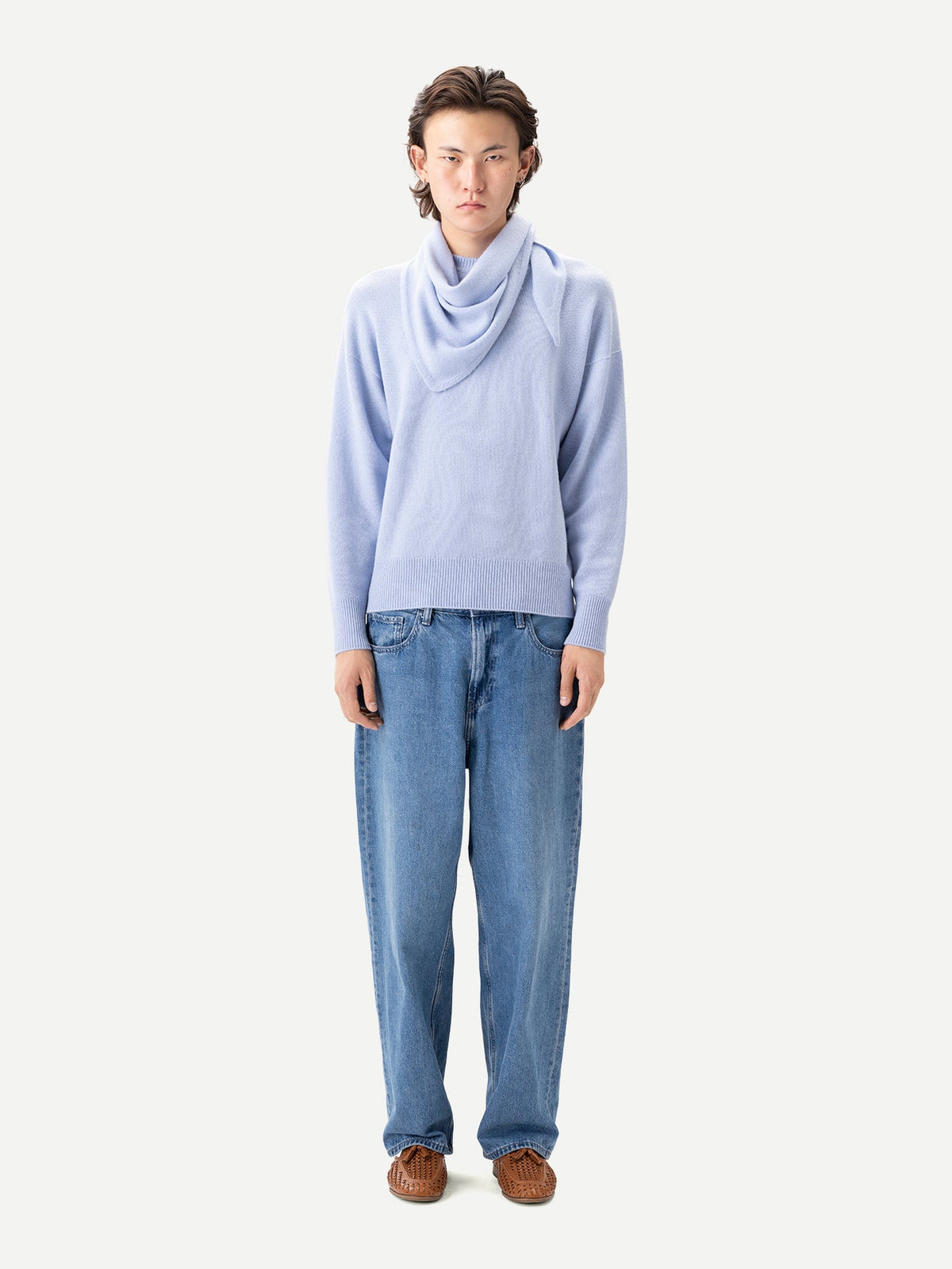 Triangular Cashmere Scarf — Cashmere Blue