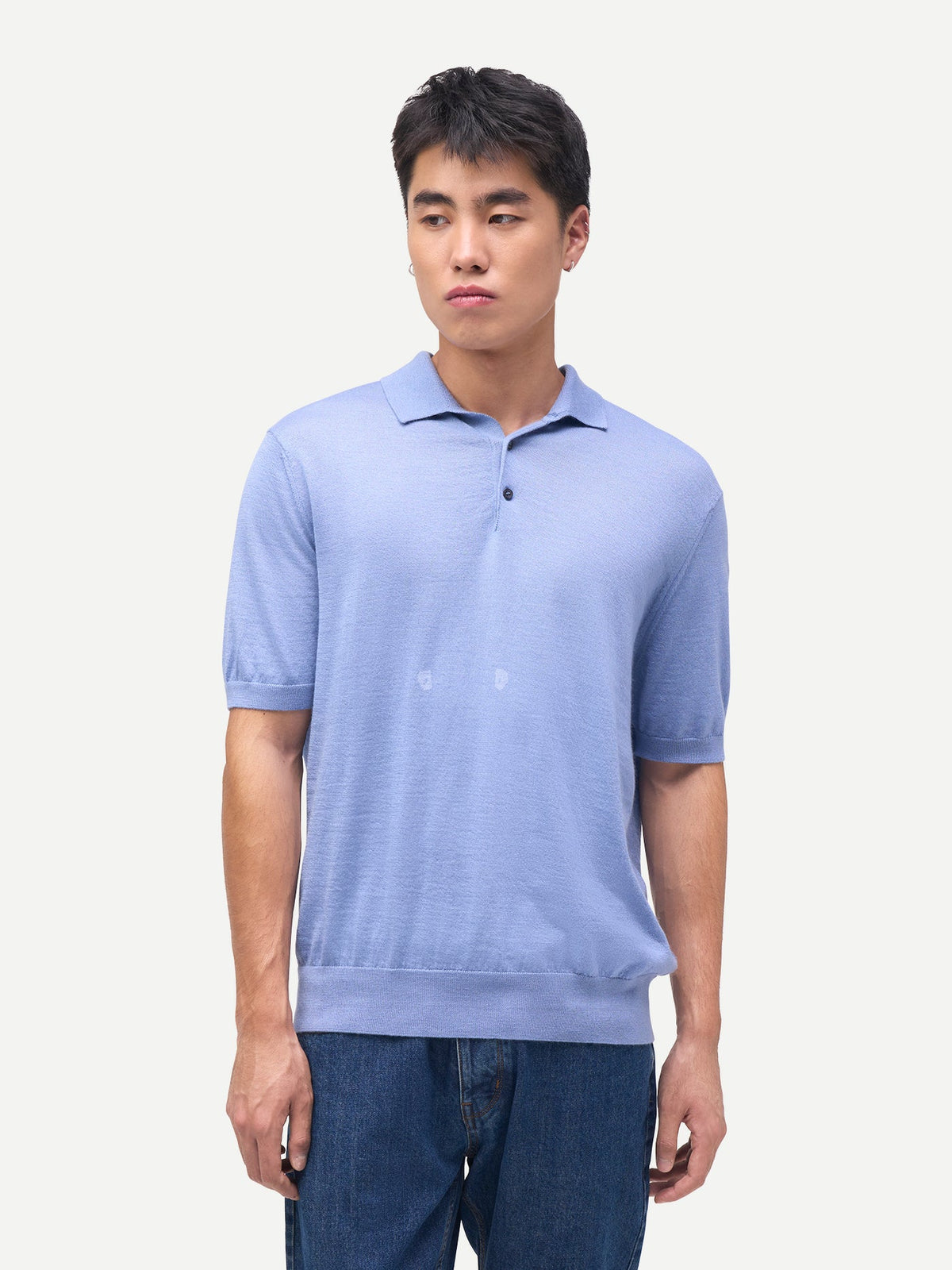 Men Classic Polo Shirt With Short Sleeve — Chambray Blue