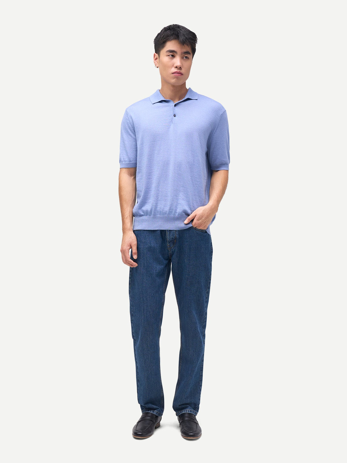 Men Classic Polo Shirt With Short Sleeve — Chambray Blue