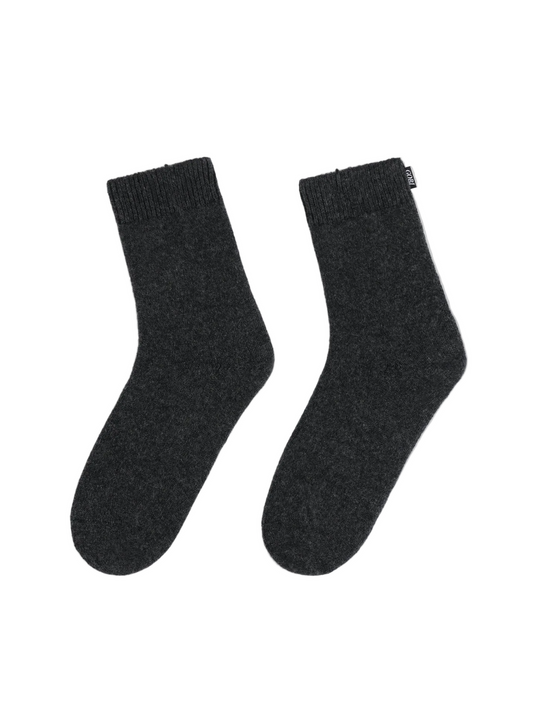 Unisex Cashmere Rib Knit Bed Socks — Charcoal