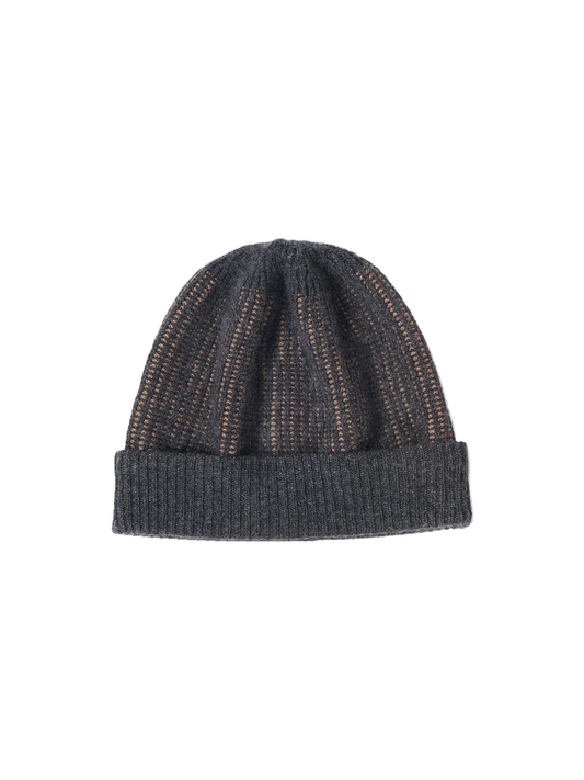 Cashmere Ribbed Knit Hat — Charcoal