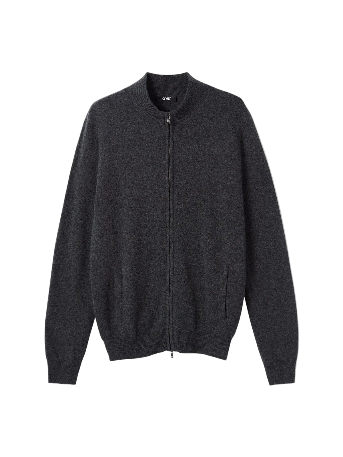 Essential Full-zip Cashmere Cardigan — Charcoal