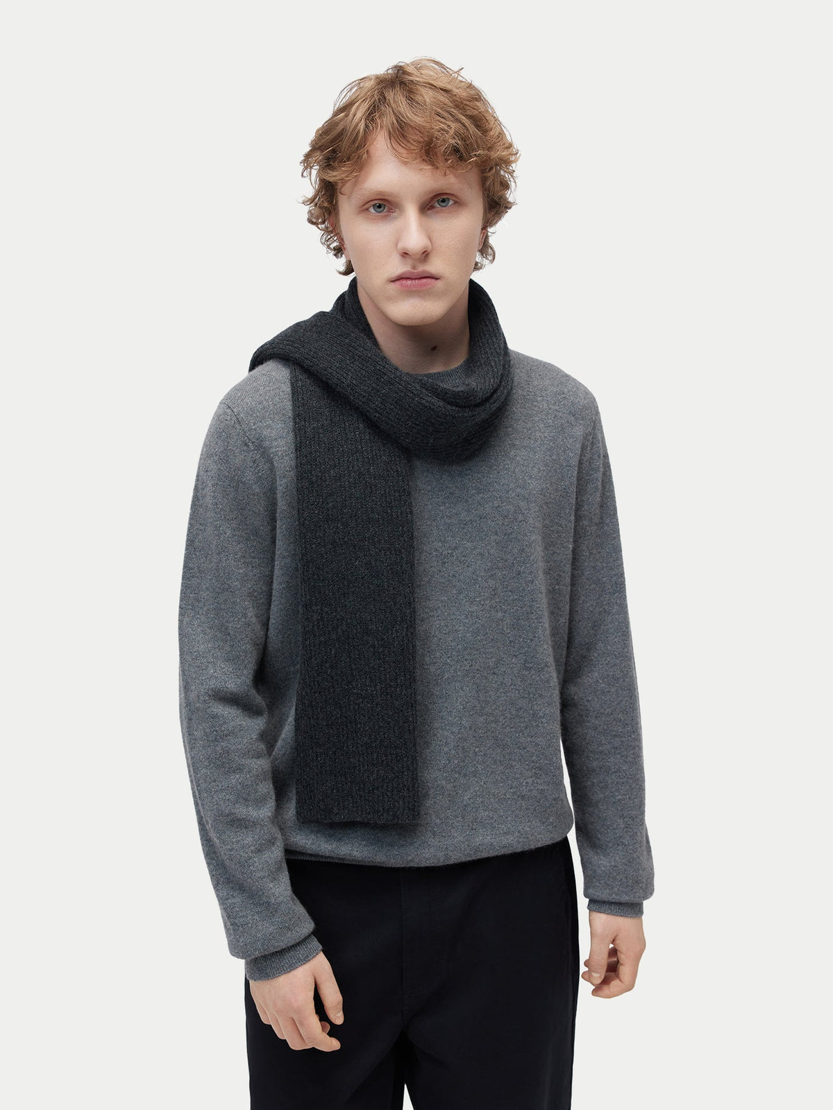 Fisherman Knit Scarf — Charcoal