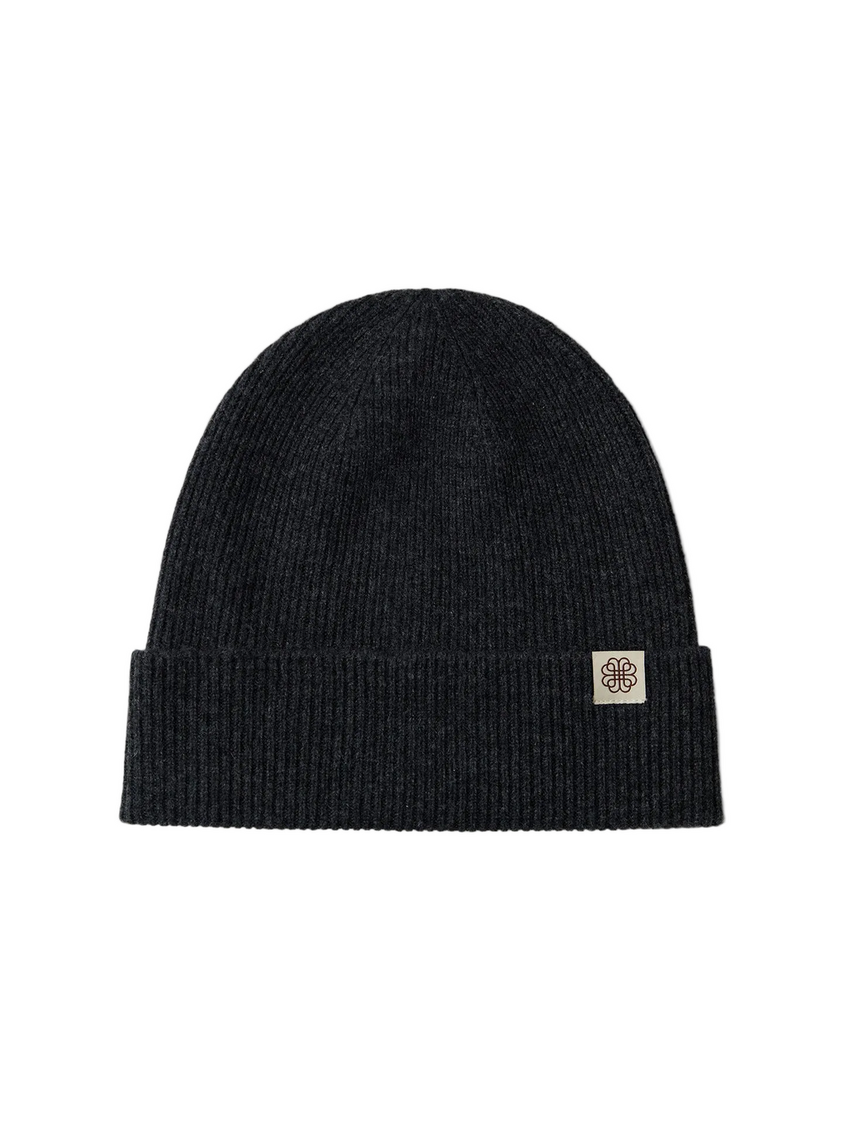 Cashmere Rib Knit Beanie — Charcoal