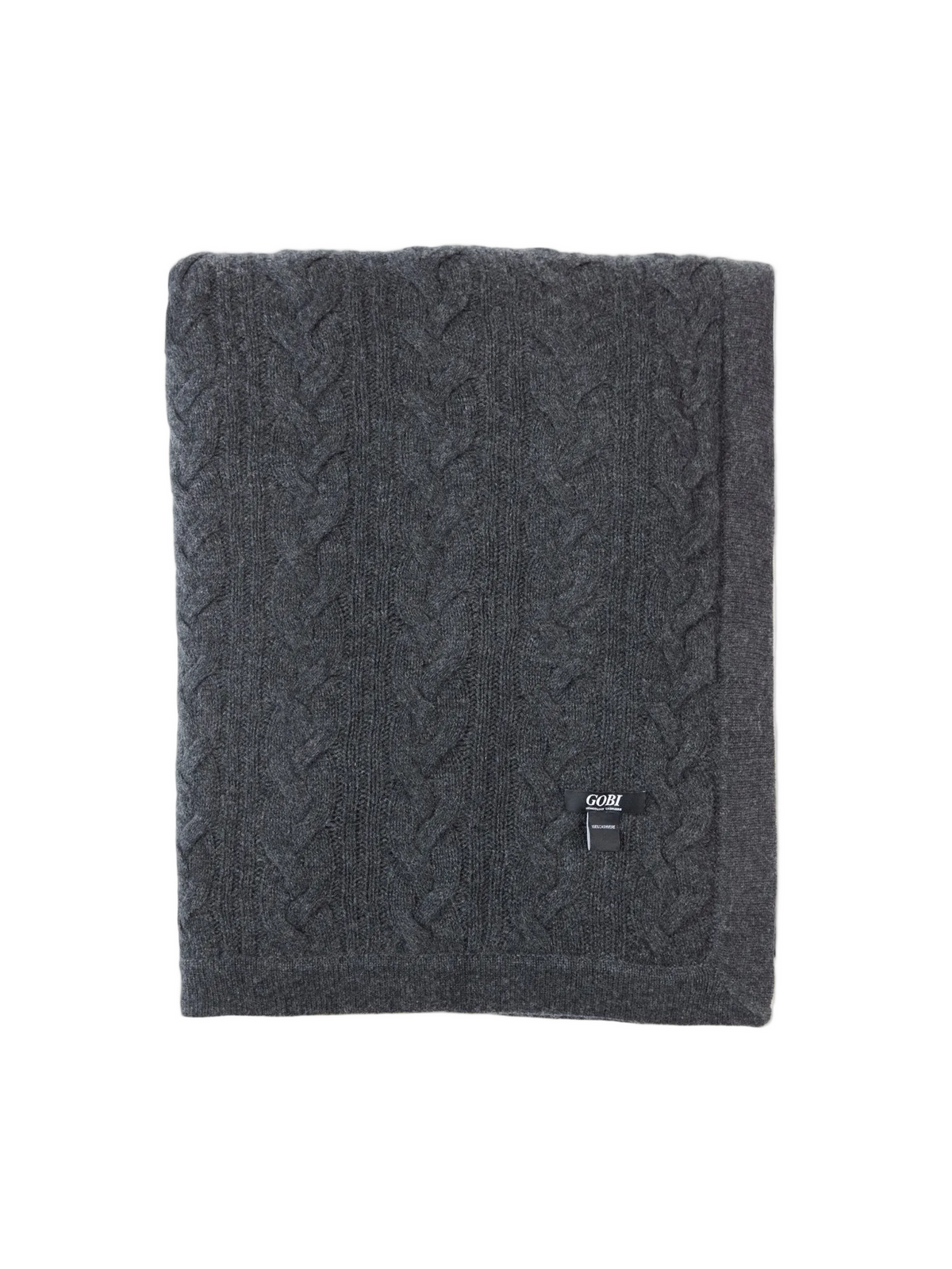 Cable Knit Cashmere Blanket — Charcoal