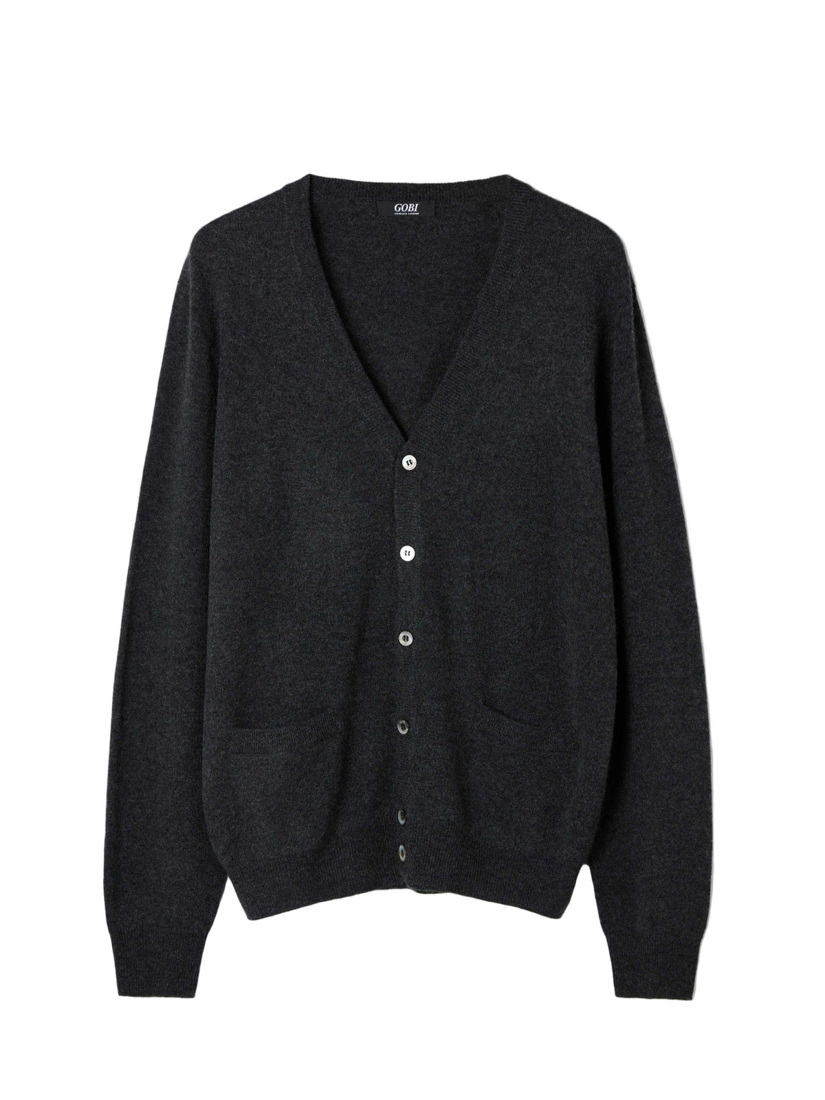 Essential Cashmere V-neck Cardigan — Charcoal