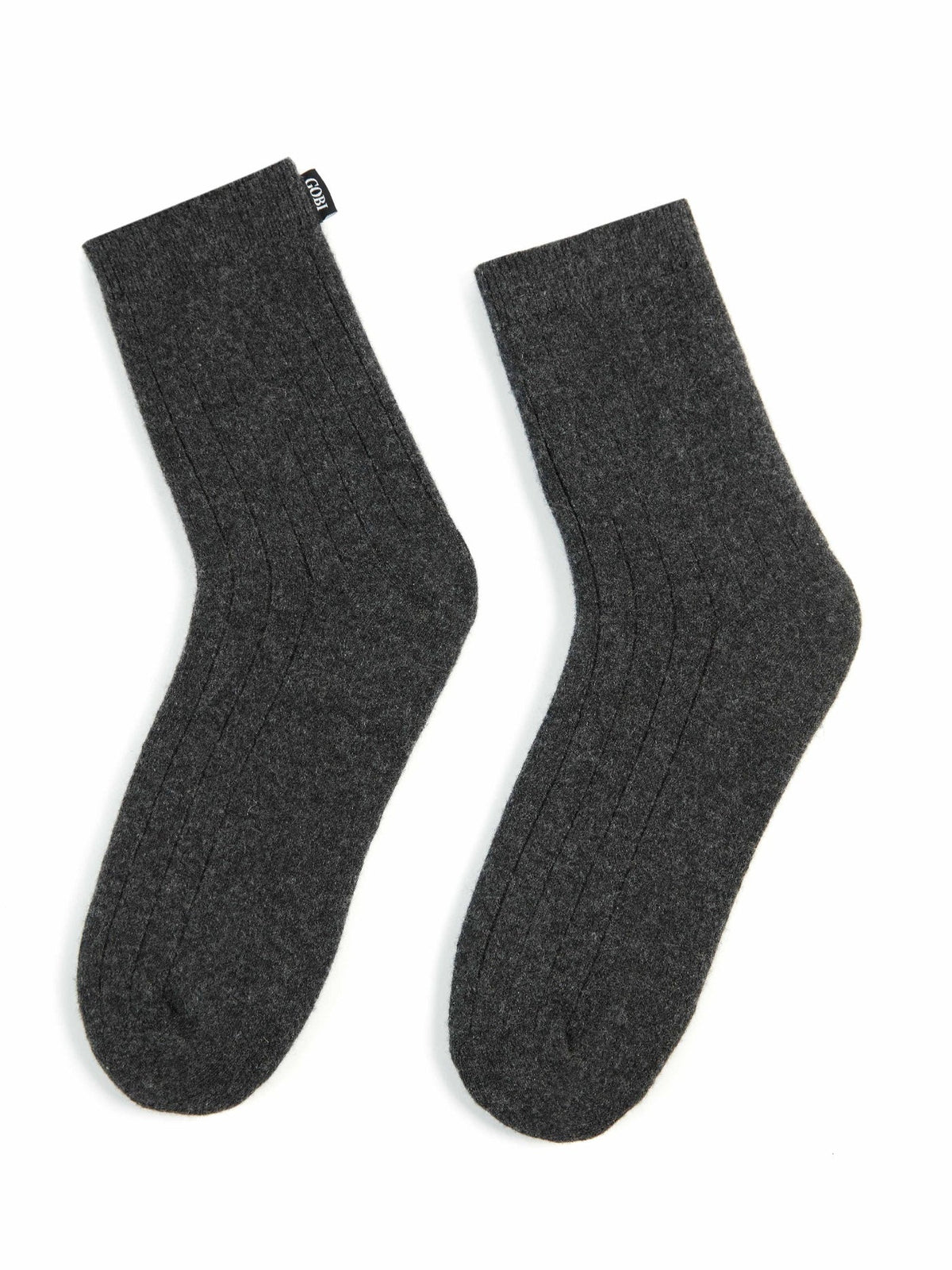 Unisex Cashmere Trim Knit Bed Socks — Charcoal