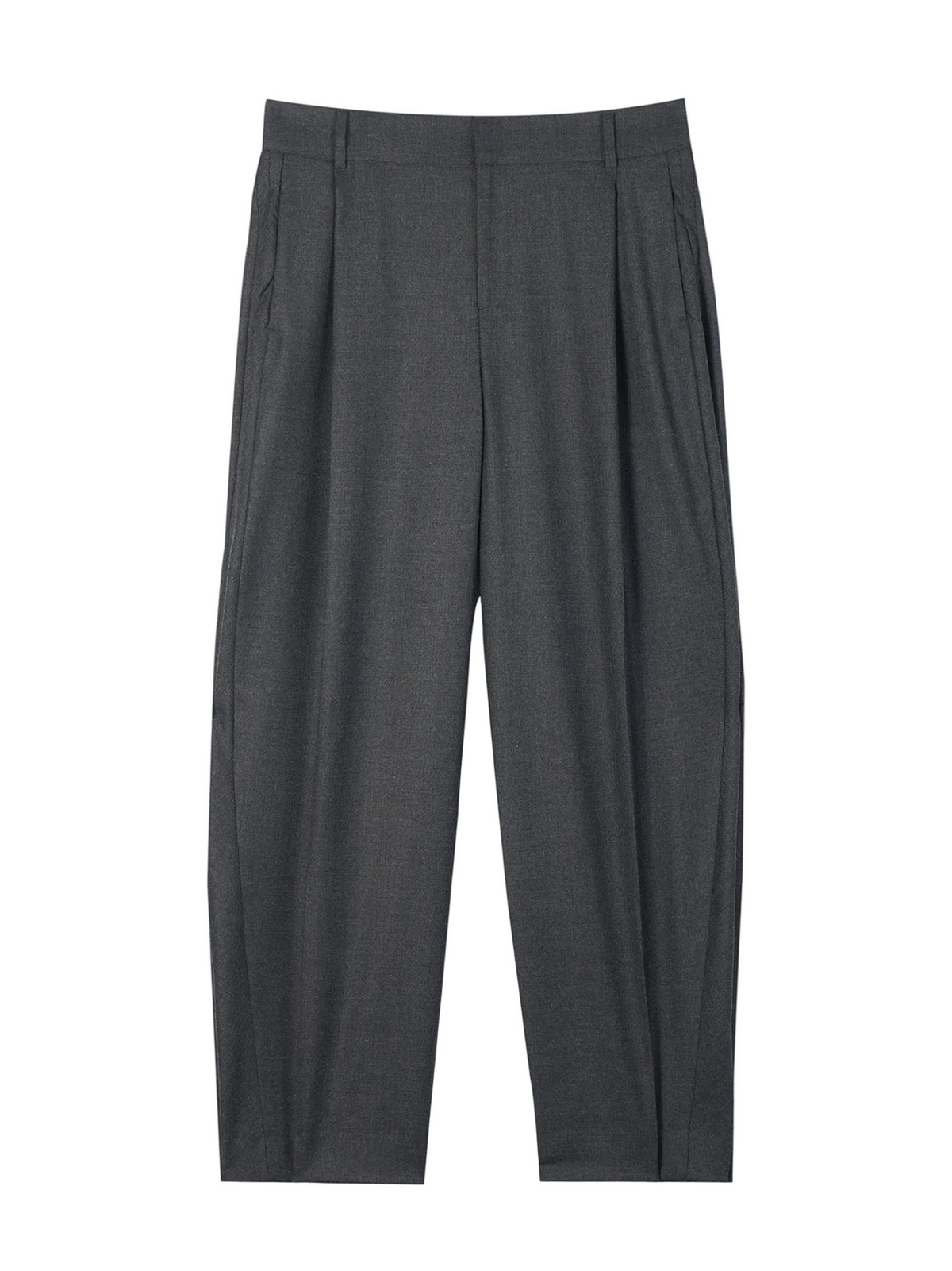 Barrel-leg Cashmere Pants — Charcoal