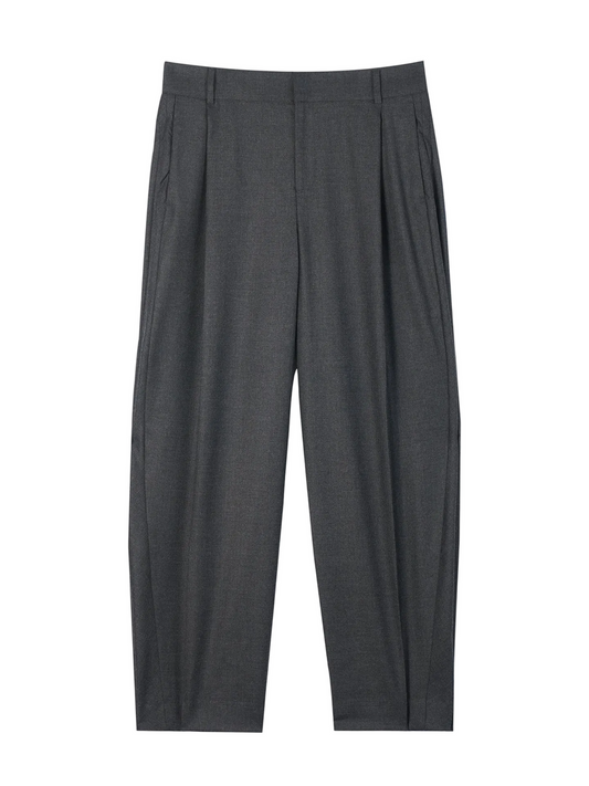 Barrel-leg Cashmere Pants — Charcoal