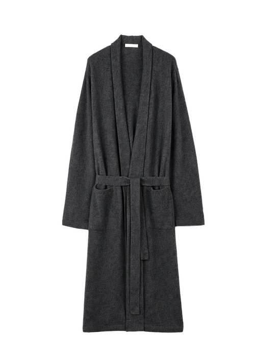 Natural Color Men's Cashmere Robe — Charcoal