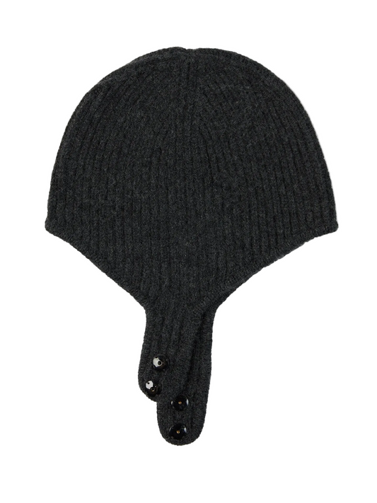 Knitted Aviator Cap — Charcoal