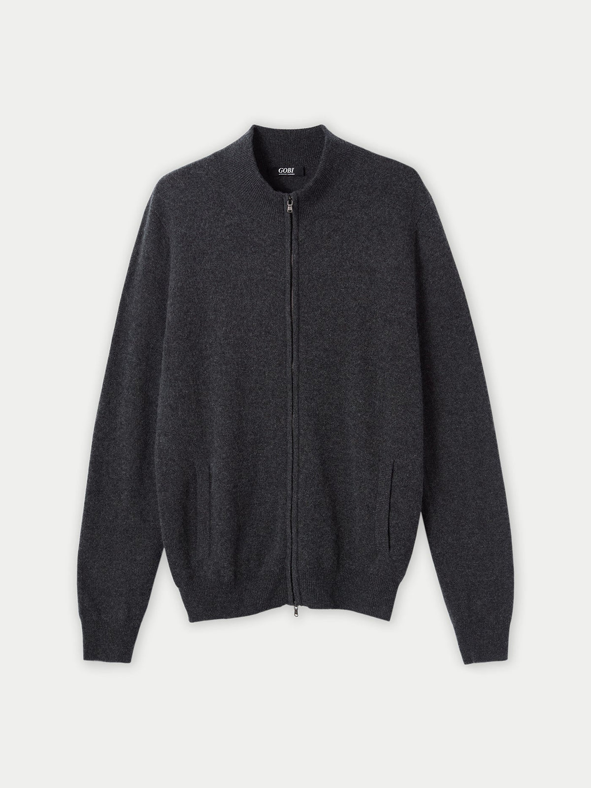 Essential Full-zip Cashmere Cardigan — Charcoal