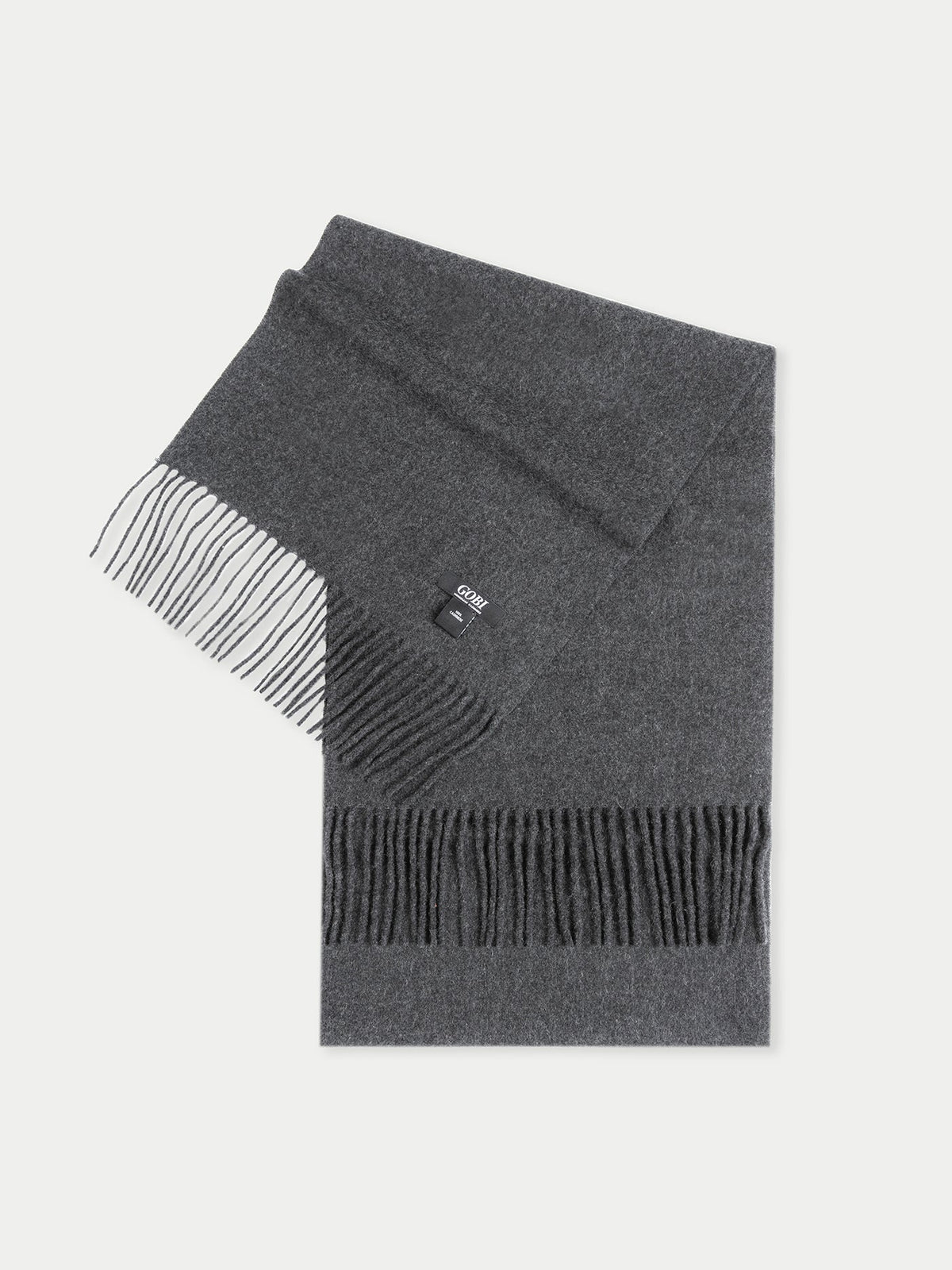 Cashmere Fringed Scarf — Charcoal