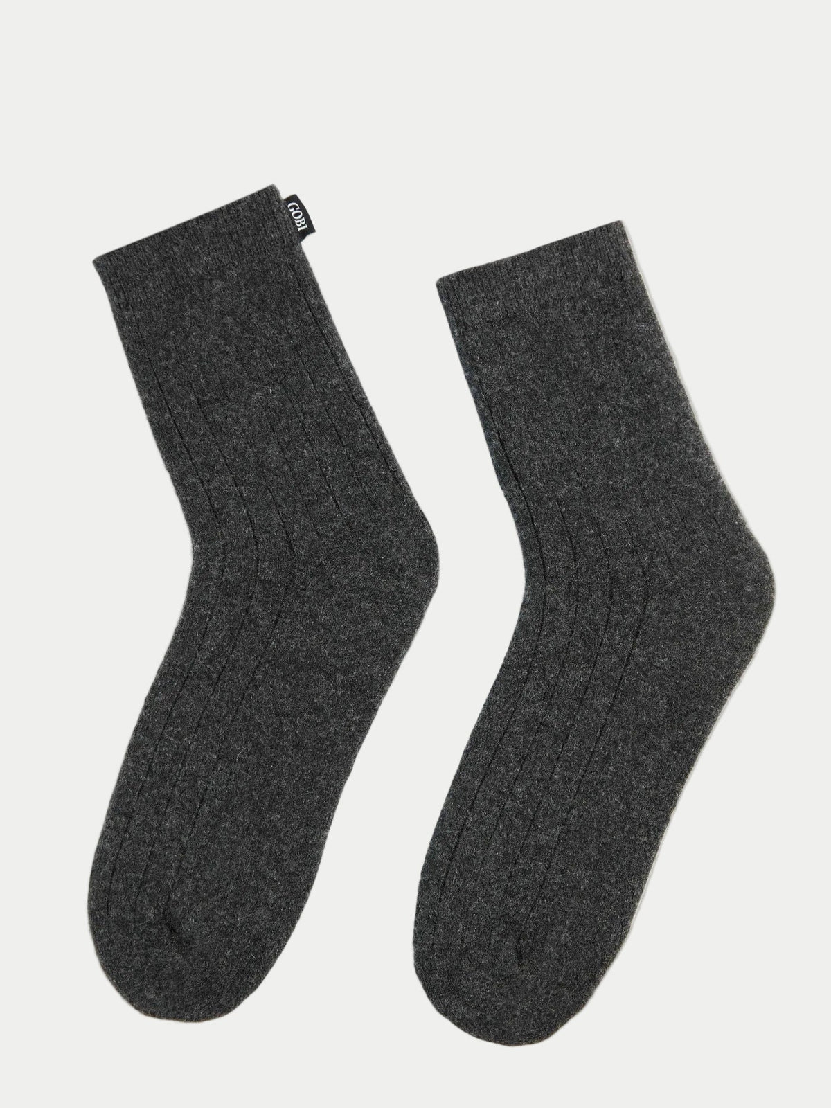 Unisex Cashmere Trim Knit Bed Socks — Charcoal