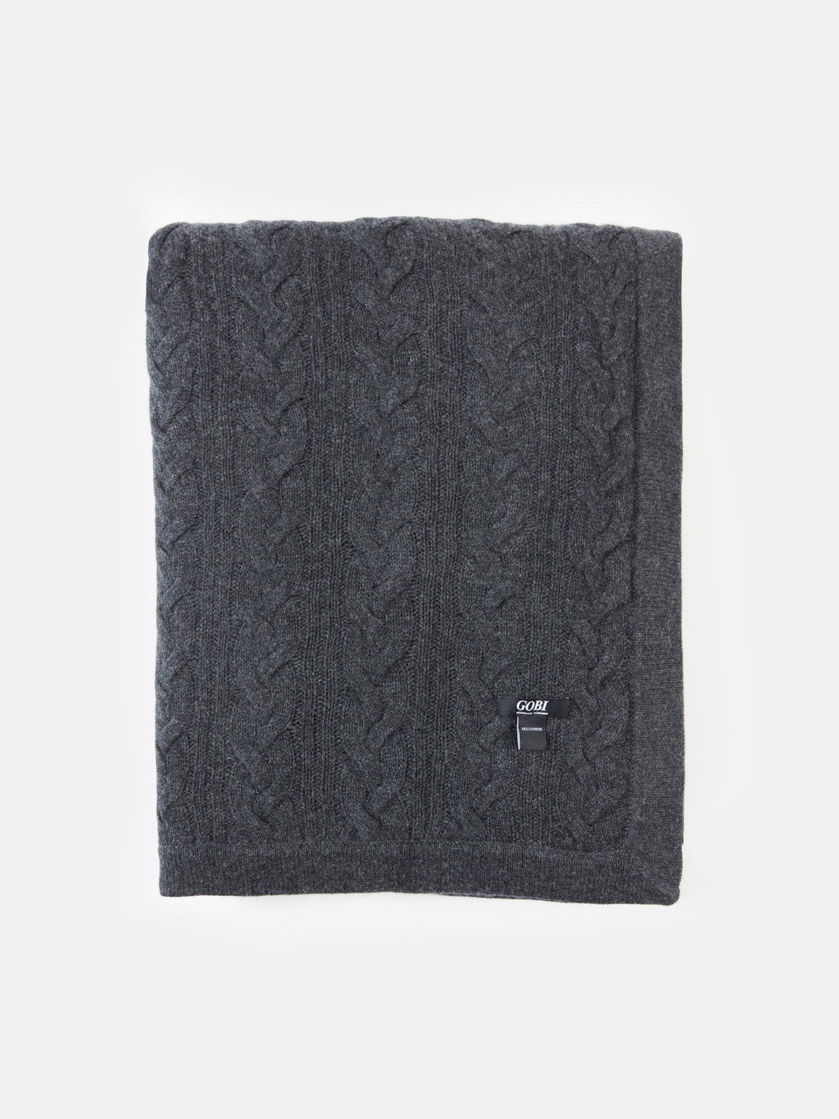 Cable Knit Cashmere Blanket — Charcoal