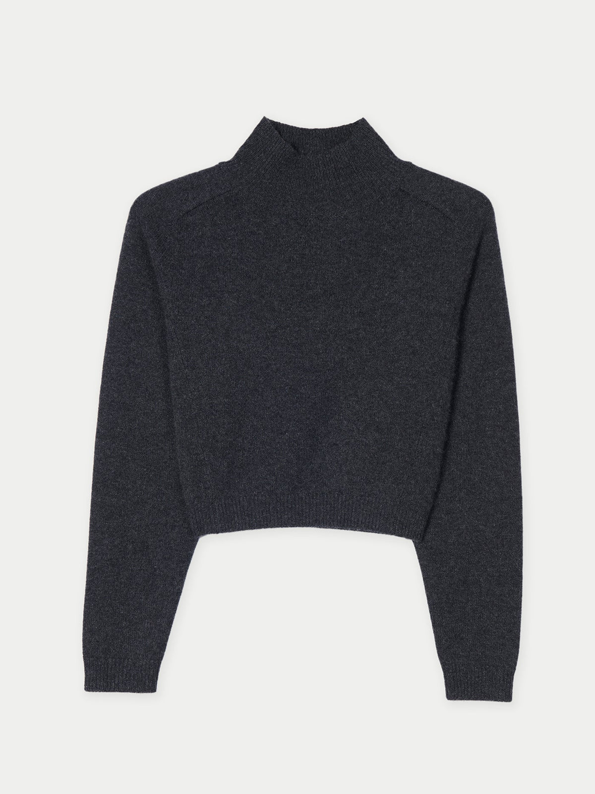 Cropped High-neck Cashmere Sweater — Charcoal