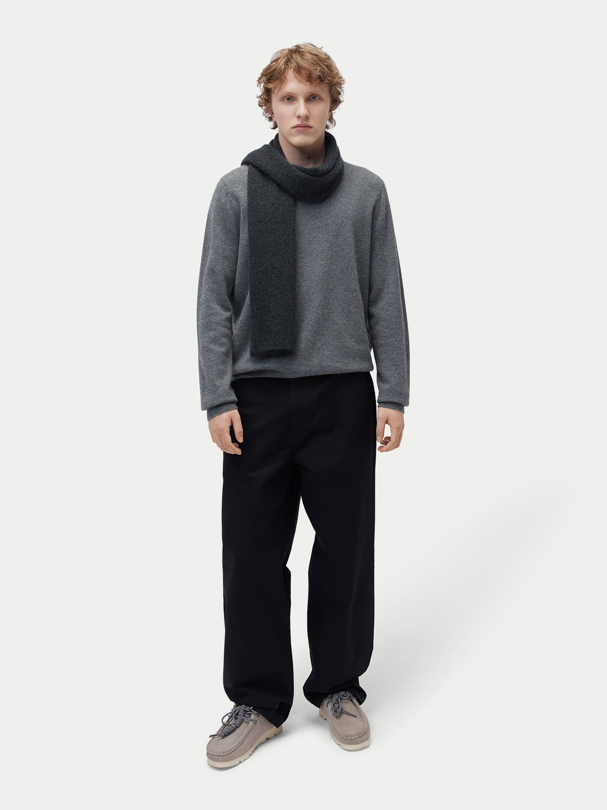 Fisherman Knit Scarf — Charcoal