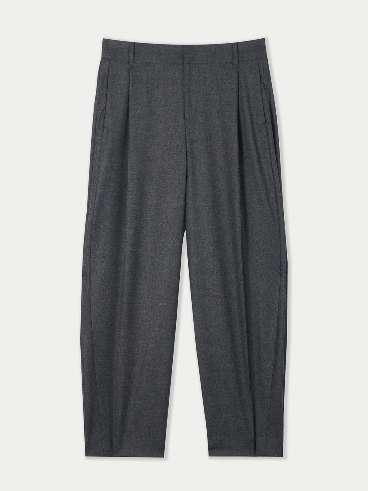Barrel-leg Cashmere Pants — Charcoal