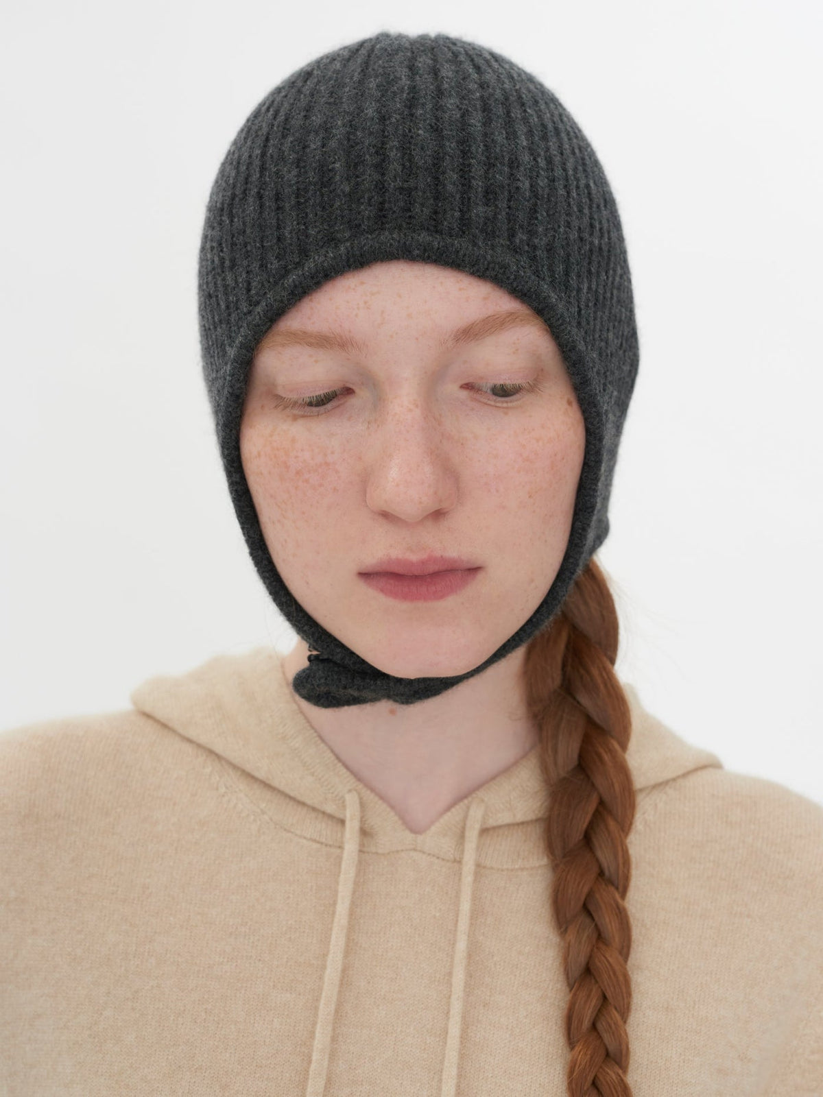Knitted Aviator Cap — Charcoal