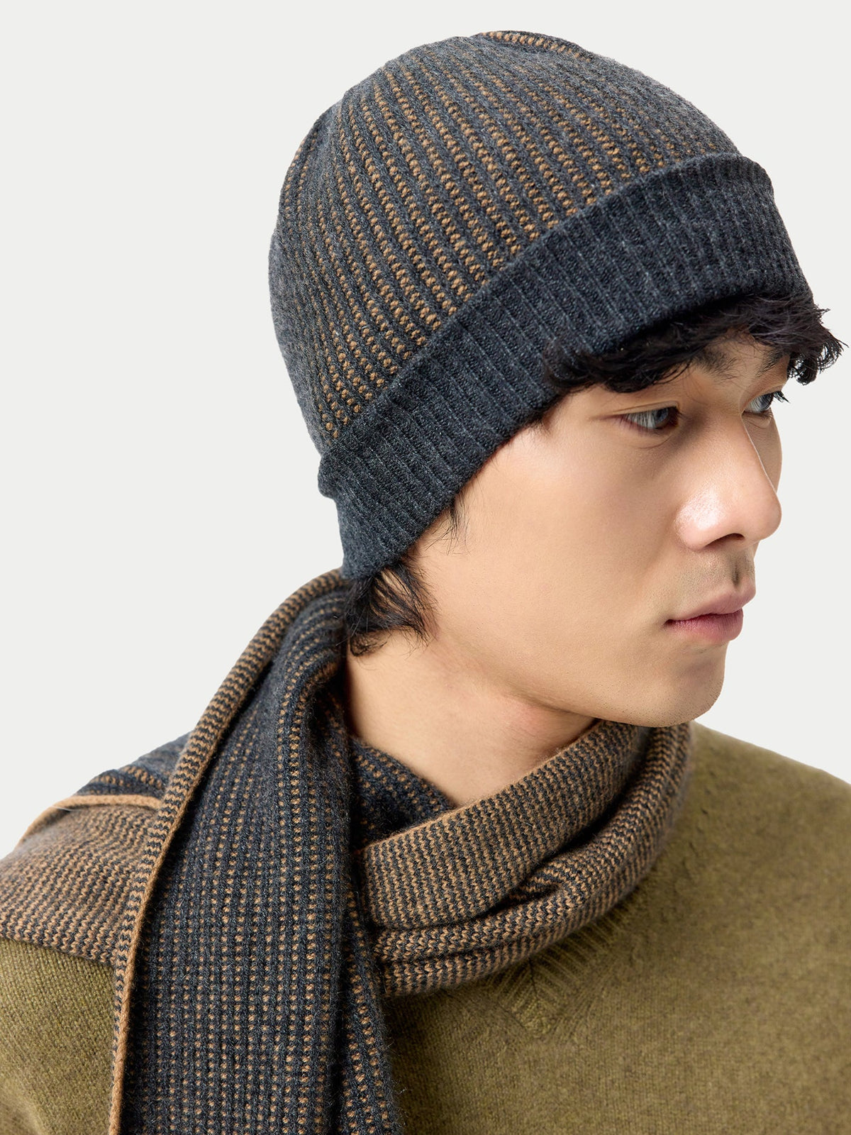 Cashmere Reversible Scarf — Charcoal