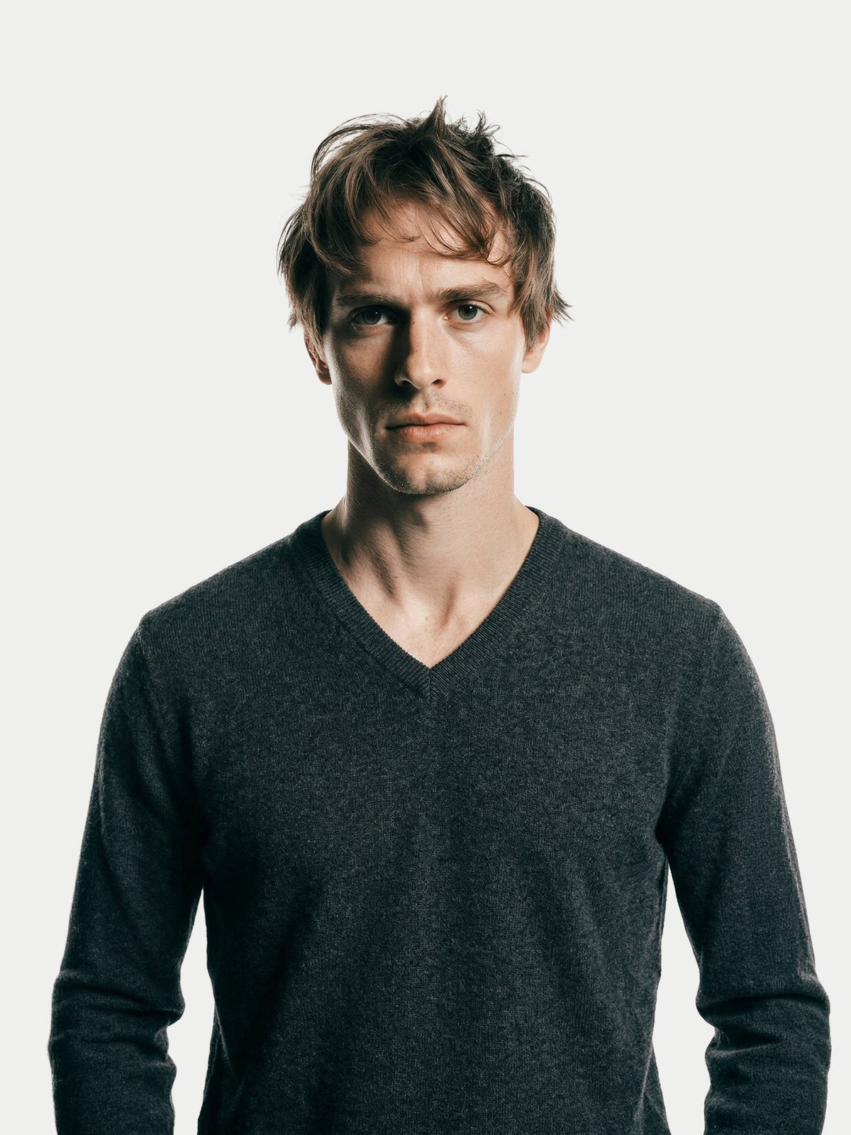 Timeless V-neck Cashmere Sweater — Charcoal