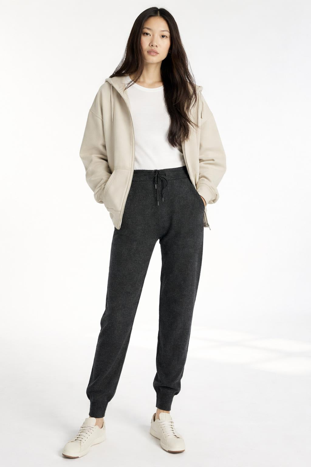 Cuffed Cashmere Jogger — Charcoal